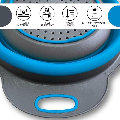 Compact Blue Kitchen Strainer Set for Multifunctional Use