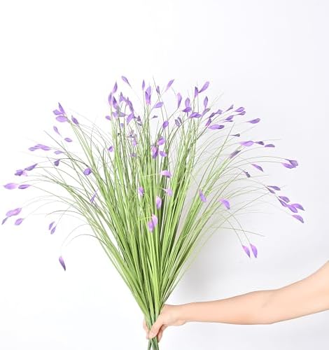 JIAAUANCGermany artificial plants 24 wheat grass greenery with purple flowers