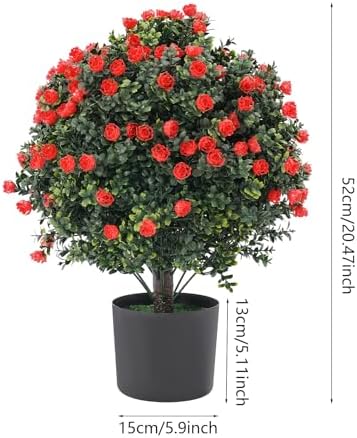 EAPMIC Artificial Rose Boxwood Topiary Set of 2 Fake Potted Plants