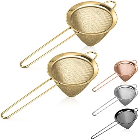 2 Pack Stainless Steel Small Food Strainer Fine Mesh Sieve with Long Handle