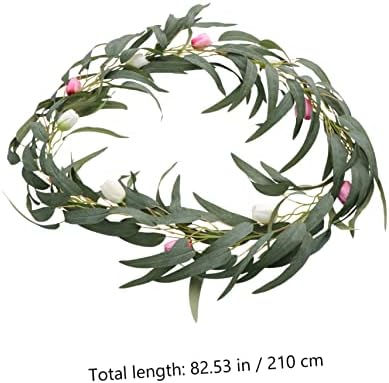 Pink Artificial Eucalyptus Leaf Rattan Wall Hanging Decor
