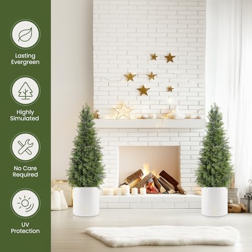 Realistic Cedar Topiary Set