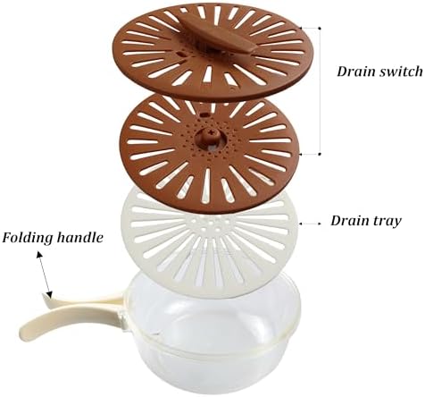 Fruit and Vegetable Drainer with Foldable Handle and Top Knob