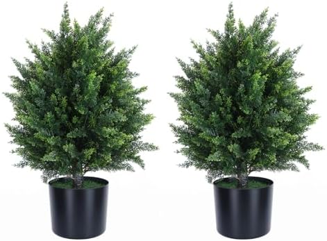 2165 Artificial Cedar Topiary Set of 2