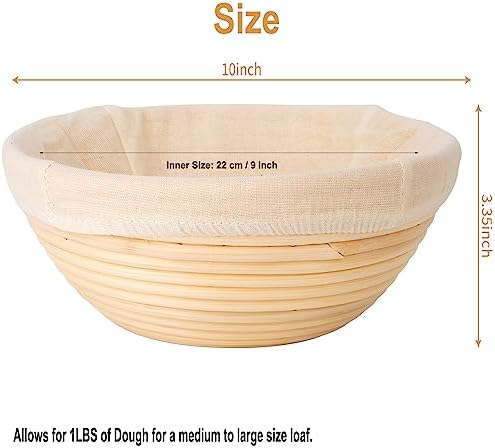 2-Piece Rattan Bread Proofing Basket Set for Baking