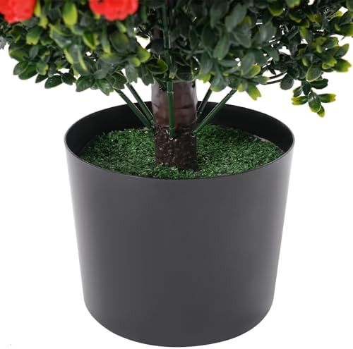 EAPMIC Artificial Rose Boxwood Topiary Set of 2 Fake Potted Plants