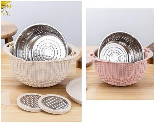 Talent Star 3-in-1 Stainless Steel Colander Set with Plastic Mixing Bowl