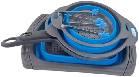 Space-Saving Collapsible Colander Set 2 Different Blues in Each Set