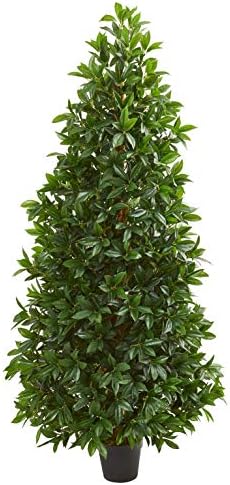 Nearly Natural 5-Ft Artificial Bay Leaf Cone Topiary Tree