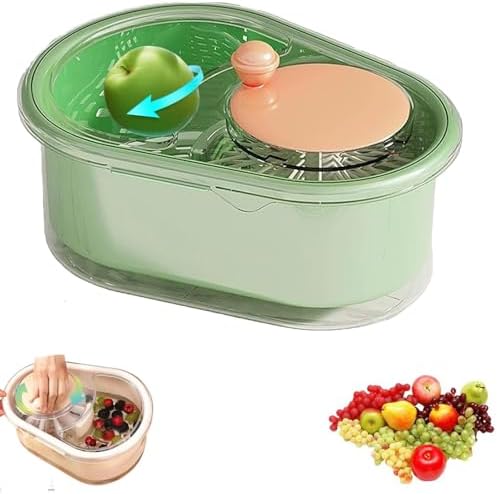 Efficient Rotary Fruit Cleaner with Brush and Colander