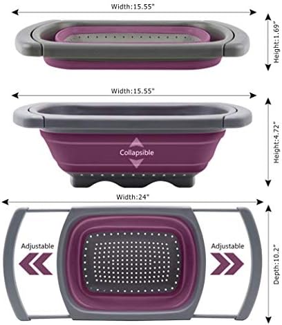 Prime Cook Purple Collapsible Silicone Kitchen ColanderStrainer