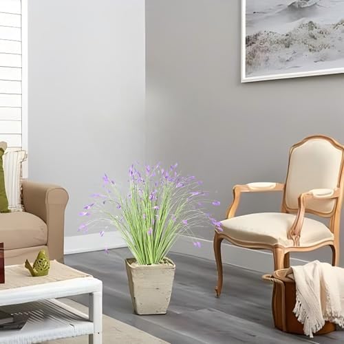 JIAAUANCGermany artificial plants 24 wheat grass greenery with purple flowers