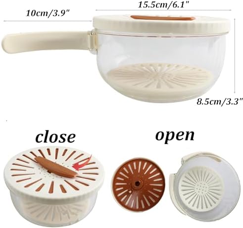 Fruit and Vegetable Drainer with Foldable Handle and Top Knob