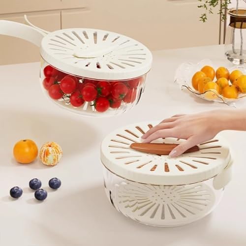Loodion Multifunctional Fruit Vegetable Washing Bowl - 2 in 1 Drain Basket with Lid