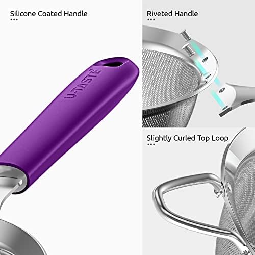 U-Taste 55 Inch Food Grade Stainless Steel Mesh Strainer with Silicone Handle