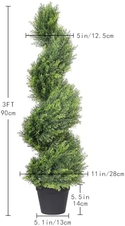 THE BLOOM TIMES 3ft Artificial Spiral Topiary Trees Set of 2