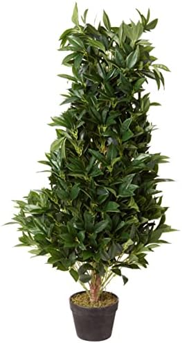 4 Ft Bay Leaf Artificial Topiary UV Resistant IndoorOutdoor Green