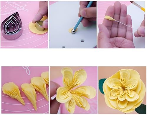 Zavaca 15 Pcs Floral Cookie Cutter Set Rose Peony Ball Shapes