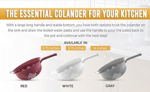 Ybm Home 975 Plastic Strainer Colander with Long Handle