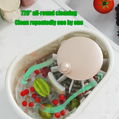 Efficient Rotary Fruit Cleaner with Brush and Colander