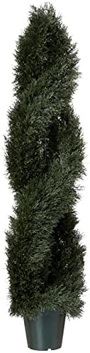 Nearly Natural 5ft UV-Resistant Pond Cypress Spiral Topiary IndoorOutdoor