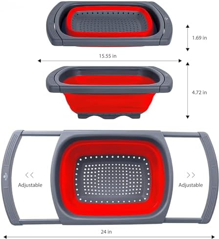 Hanoxe Collapsible Colander Strainer with Extendable Handles