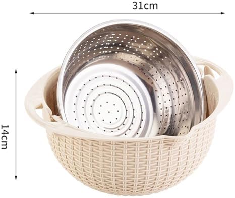 Talent Star 3-in-1 Stainless Steel Colander Set with Plastic Mixing Bowl