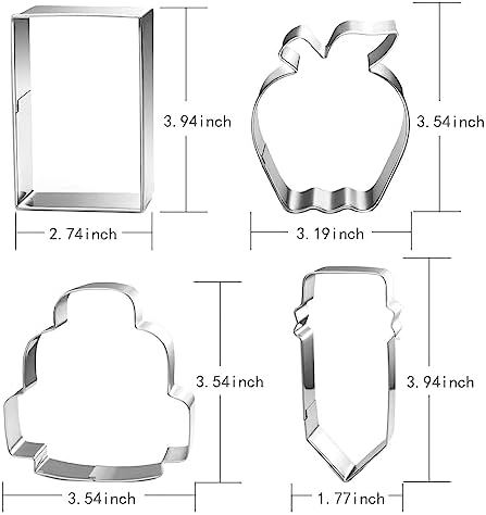 LUBTOSMN Back to School Cookie Cutter Set - 4 Pieces