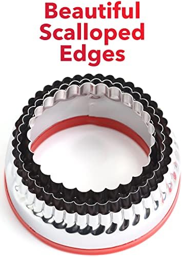 Cookieque 3Pcs Fluted Round Cookie Cutters 3 4 5 Set