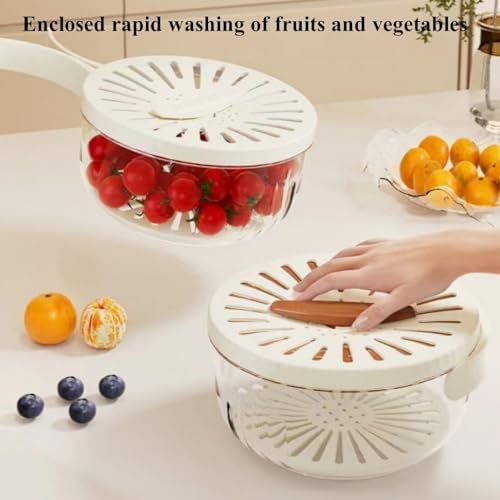 Fruit Washing Basket with Strainer and Lid