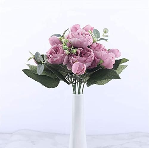 Gerrit Artificial Flowers in Vase Rose Pink Silk Peony Bouquet