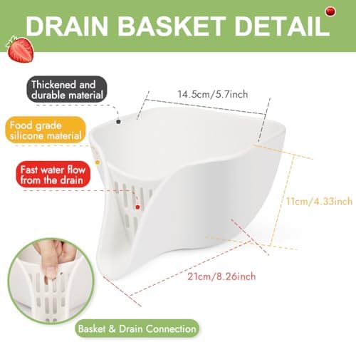 Advantez Multifunctional Drain Basket with Spout - 24QT White