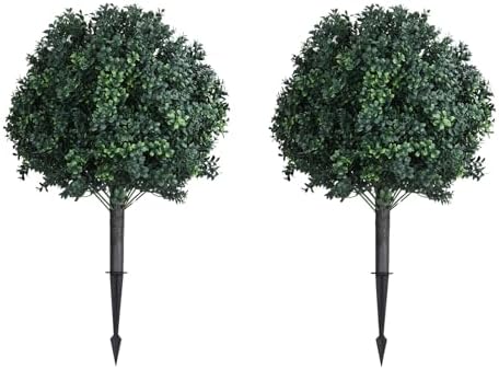 2-Pack Fake Boxwood Ball Trees with Spike