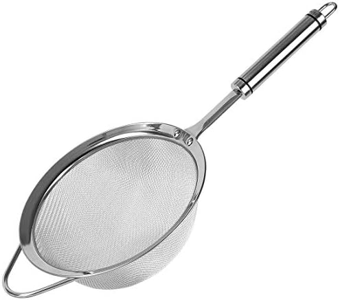 Sturdy 4-Inch 188 SS Fine Mesh Food Strainer with Silver Handle