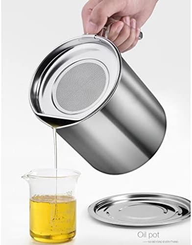 Durable Stainless Steel Grease Container with Strainer for Cooking Oil 2L Silver