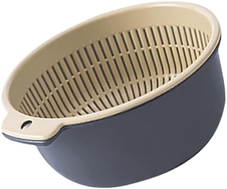 Efficient Cleanup-Ready Fruit Vegetable Wash Basket Double Layer Design Blue