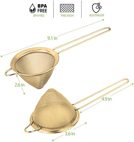 2 Pack Stainless Steel Small Food Strainer Fine Mesh Sieve with Long Handle