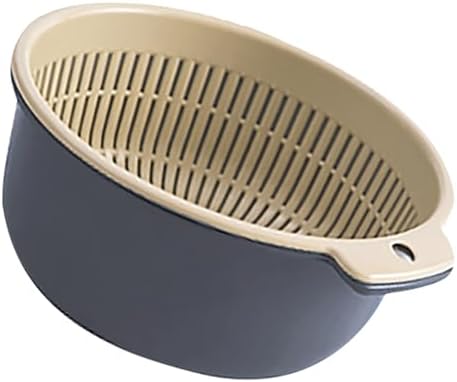 Efficient Cleanup-Ready Fruit Vegetable Wash Basket Double Layer Design Blue
