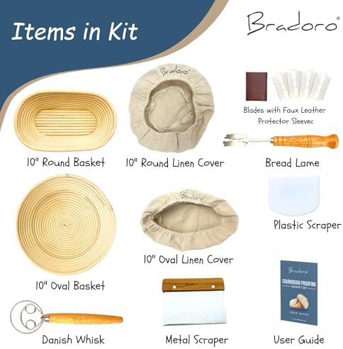 Banneton 10-Inch Round Oval Bread Proofing Basket Set
