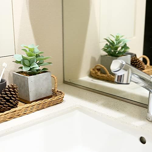 8-Inch Artificial Succulents in Pots Fake Office Desk Plant Sage Green