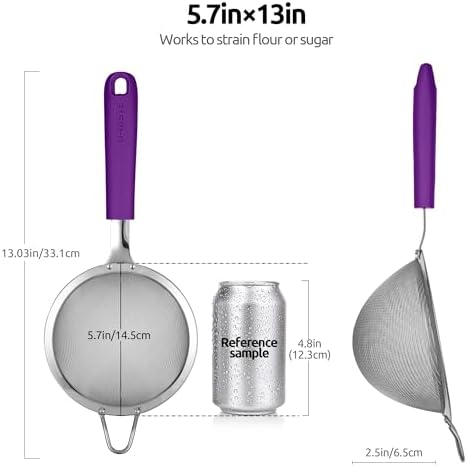 U-Taste 55 Inch Food Grade Stainless Steel Mesh Strainer with Silicone Handle