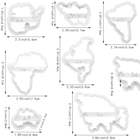 7-Pack World Map Shape Cookie Cutters