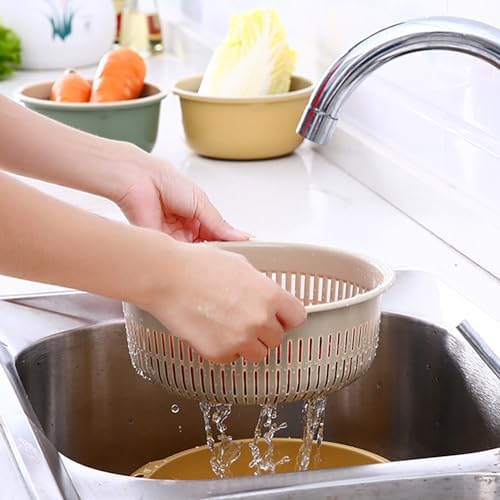 Efficient Cleanup-Ready Fruit Vegetable Wash Basket Double Layer Design Blue