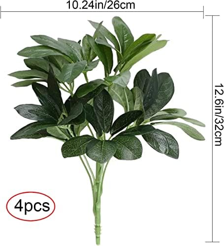 4pcs Real Touch Schefflera Bushes Fake Silk Greenery Arrangements