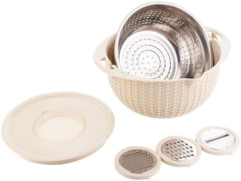 Talent Star 3-in-1 Stainless Steel Colander Set with Plastic Mixing Bowl