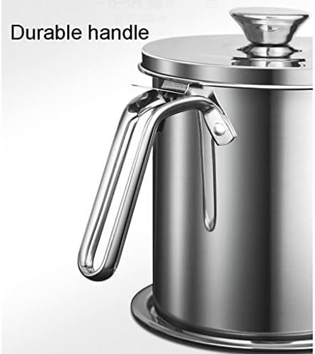 Durable Stainless Steel Grease Container with Strainer for Cooking Oil 2L Silver