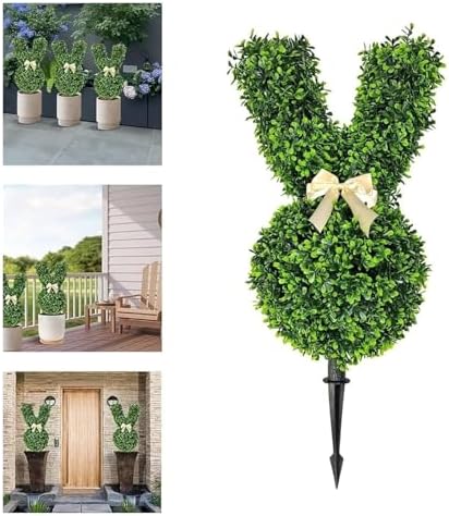Easter Bunny Topiary Outdoor Set 2 x 355in Artificial Boxwood Bunnies