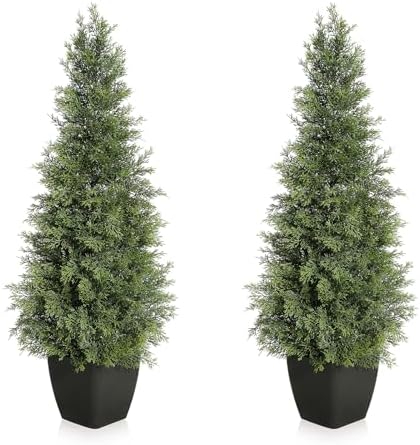 Realistic Cedar Topiary Set
