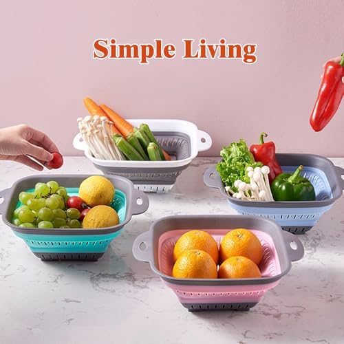 Collapsible silicone colander strainer set for kitchen essentials home use