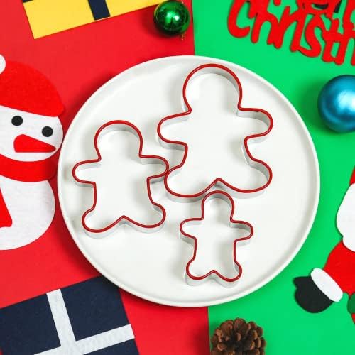 Gingerbread Man Cookie Cutters Set - 3-Piece Stainless Steel
